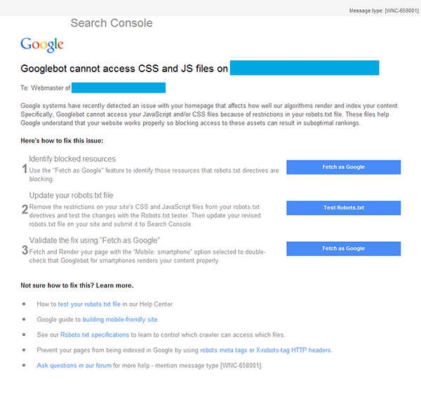 Googlebot Cannot Access CSS and JS Files