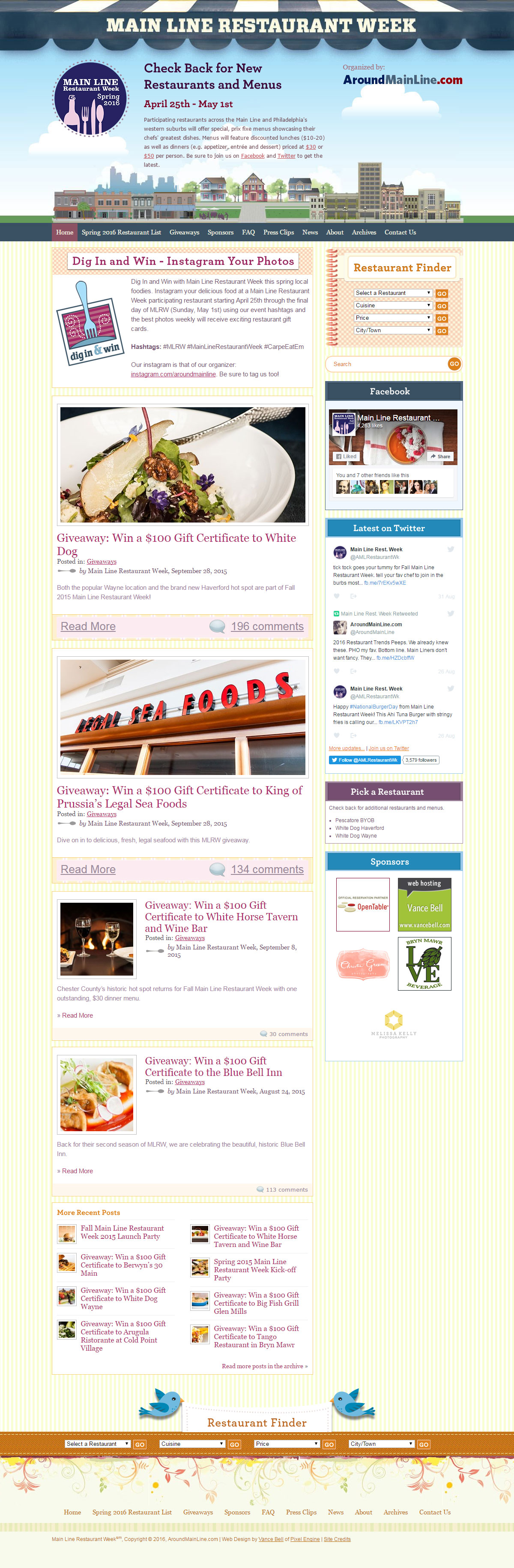 Web Design Pixel Engine Main Line Restaurant Week