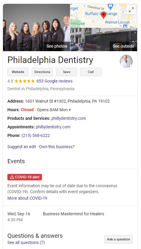 Dental Marketing - Google My Business, Philadelphia Dentistry